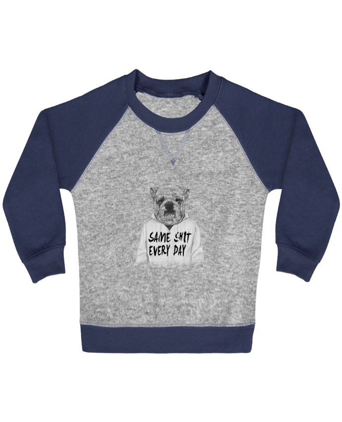 Sweat bébé manches contrastée Same shit every day par Balàzs Solti