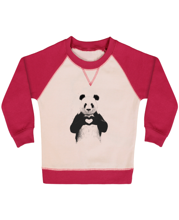 Sweatshirt Baby crew-neck sleeves contrast raglan All you need is love by Balàzs Solti