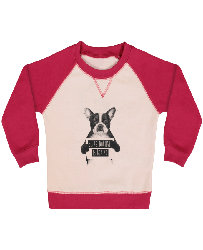 Sweatshirt Baby crew-neck sleeves contrast raglan Being normal is boring by Balàzs Solti