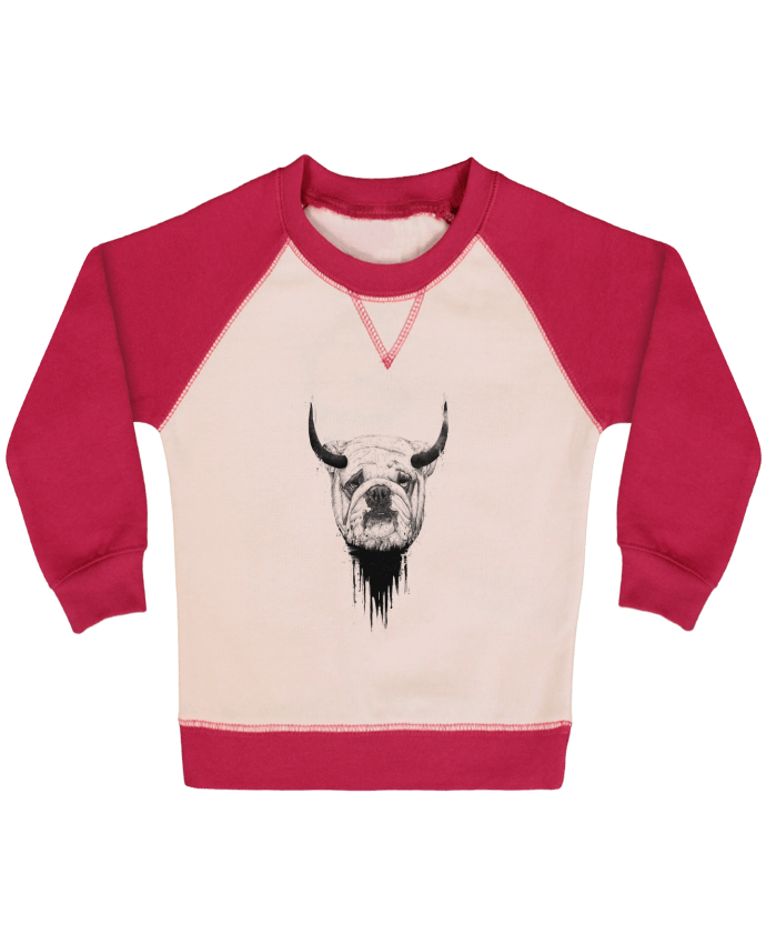 Sweatshirt Baby crew-neck sleeves contrast raglan Bulldog by Balàzs Solti