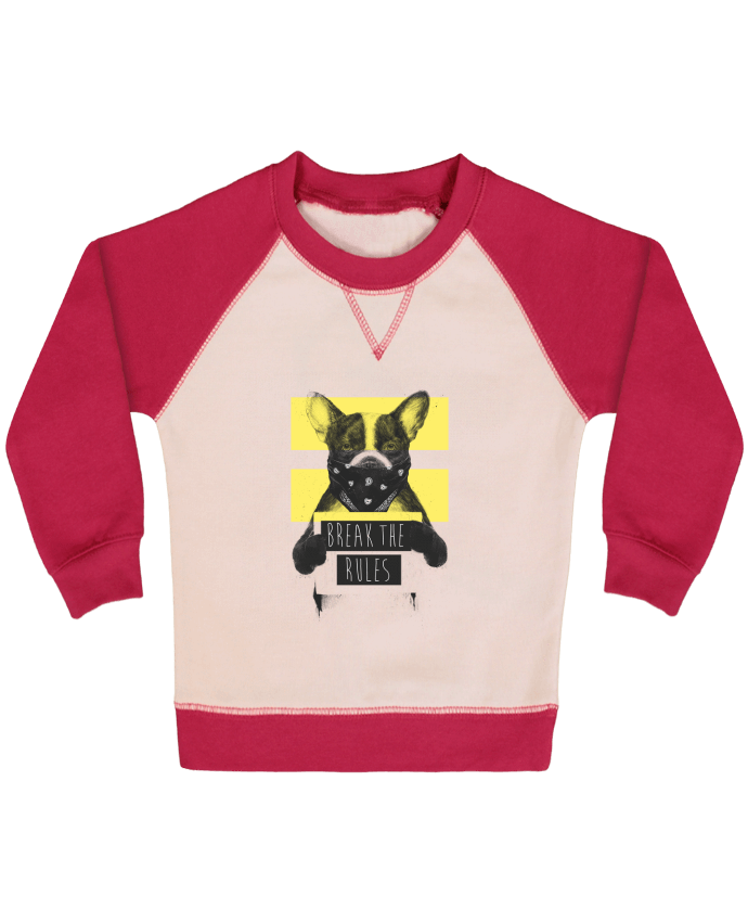 Sweatshirt Baby crew-neck sleeves contrast raglan rebel_dog_yellow by Balàzs Solti