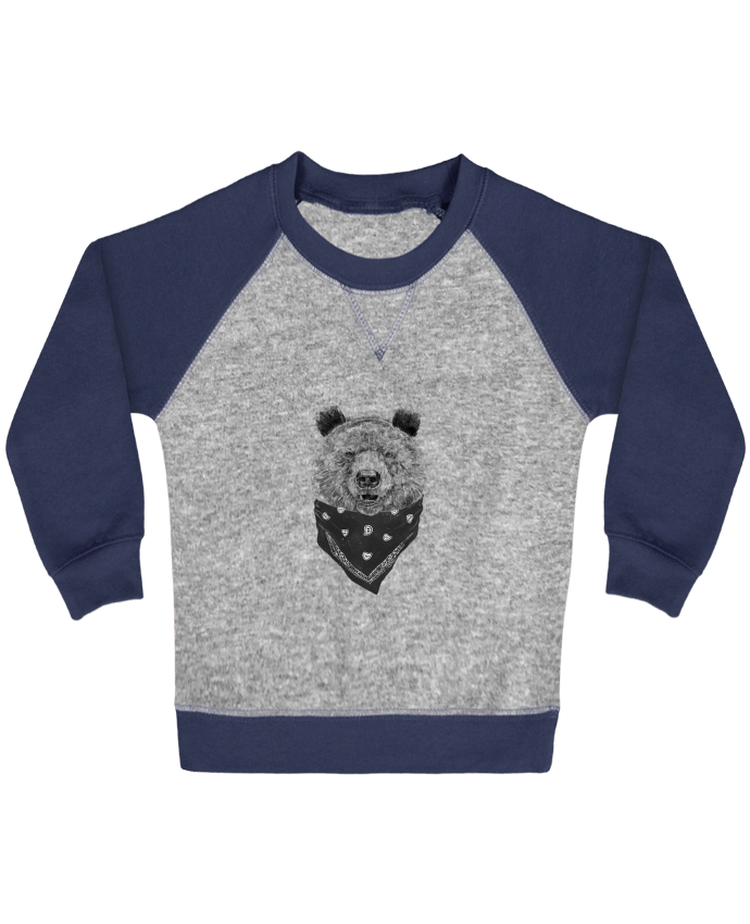 Sweat bébé manches contrastée wild_bear par Balàzs Solti
