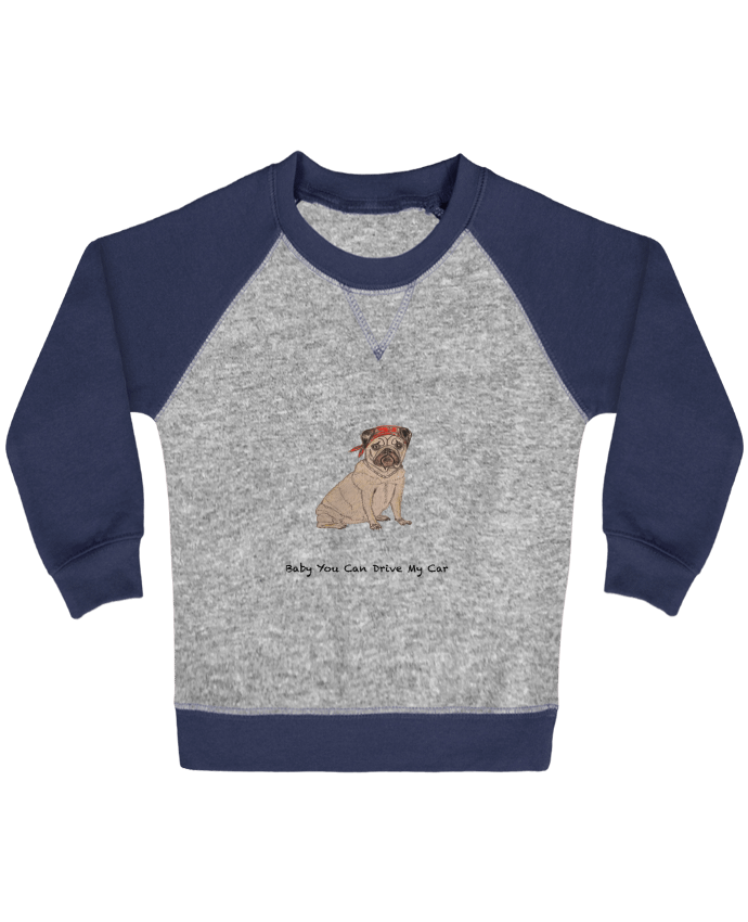 Sweatshirt Baby crew-neck sleeves contrast raglan BABY YOU CAN DRIVE MY CAR by La Paloma