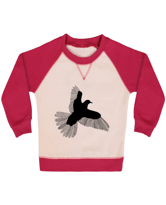 Sweatshirt Baby crew-neck sleeves contrast raglan Bird by Florent Bodart