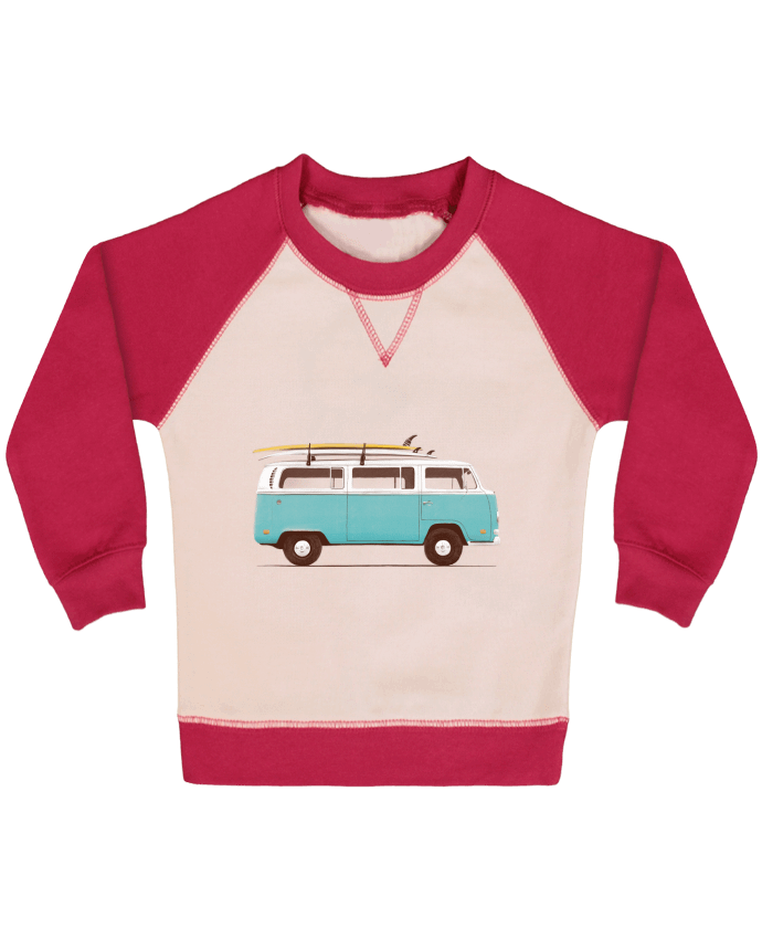 Sweatshirt Baby crew-neck sleeves contrast raglan Blue van by Florent Bodart