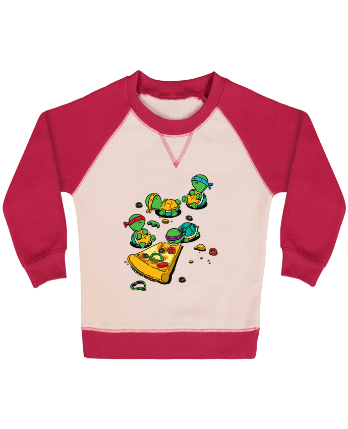 Sweatshirt Baby crew-neck sleeves contrast raglan Pizza lover by flyingmouse365