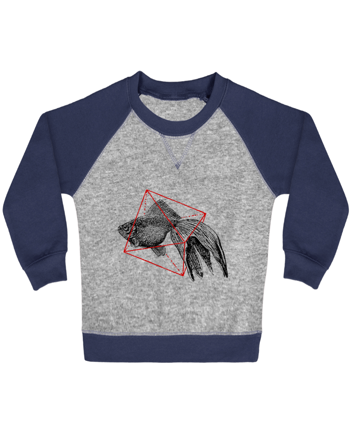 Sweat bébé manches contrastée Fish in geometrics II par Florent Bodart