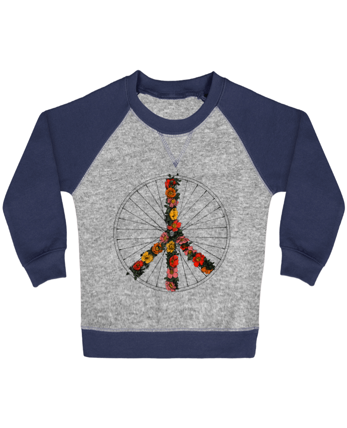 Sweat bébé manches contrastée Peace and Bike par Florent Bodart