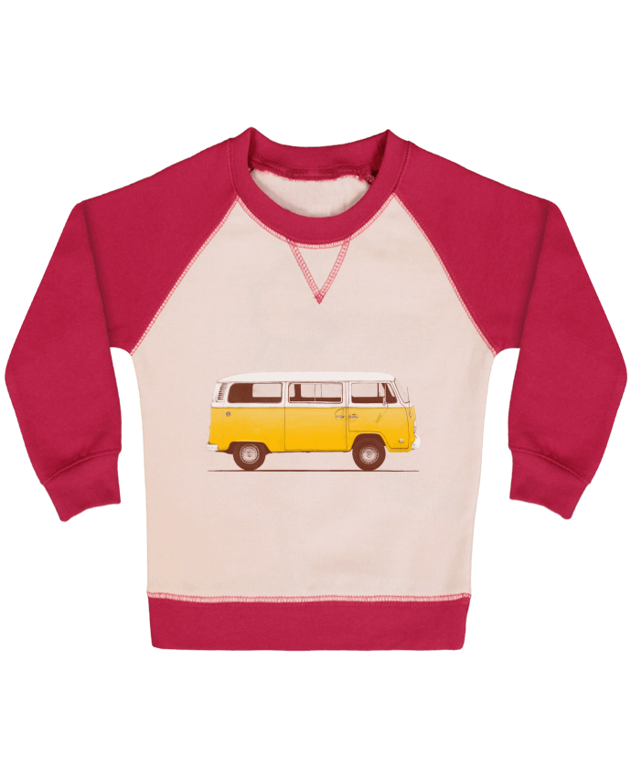 Sweatshirt Baby crew-neck sleeves contrast raglan Yellow Van by Florent Bodart