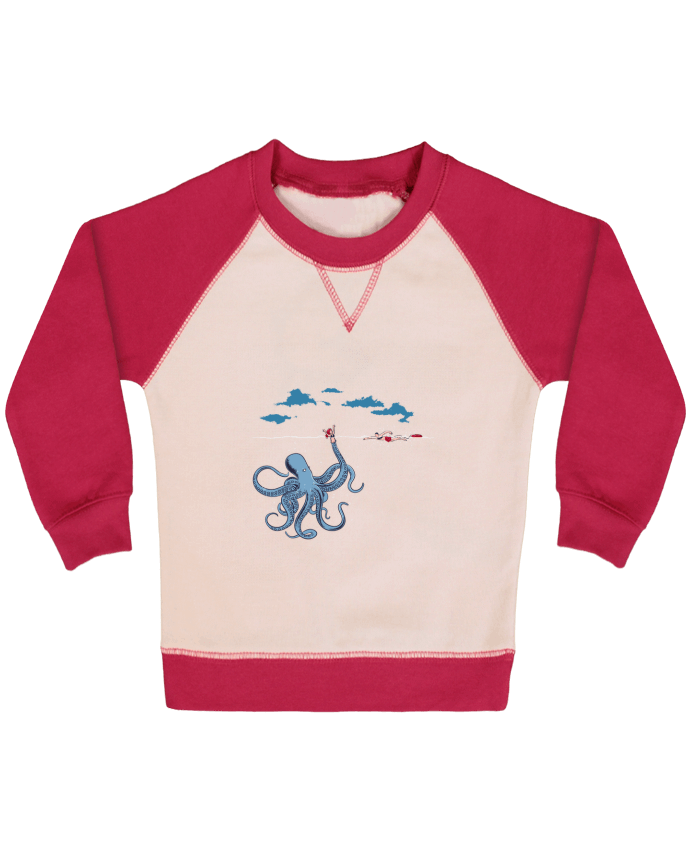 Sweatshirt Baby crew-neck sleeves contrast raglan Octo Trap by flyingmouse365