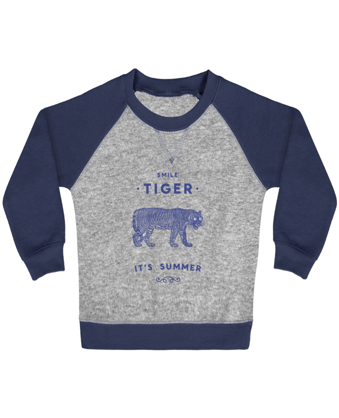 Sweat bébé manches contrastée Smile Tiger par Florent Bodart