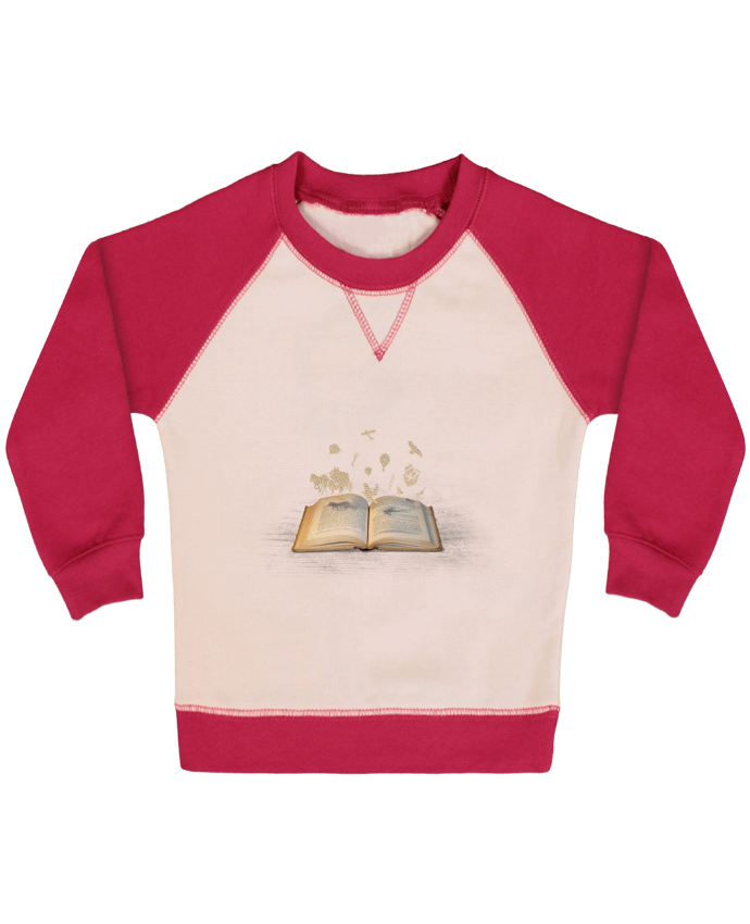 Sweatshirt Baby crew-neck sleeves contrast raglan Words take flight by Florent Bodart
