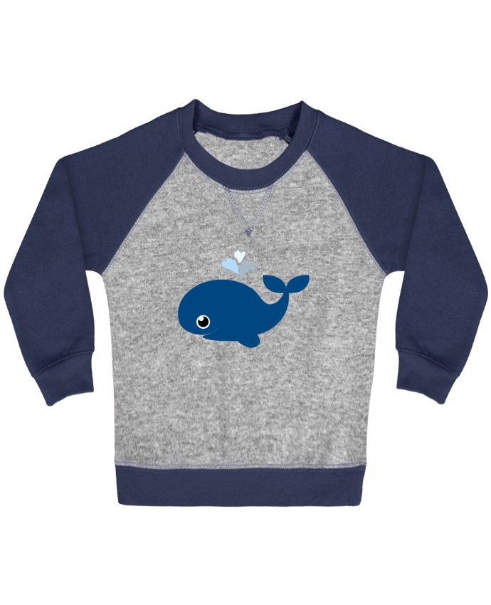 Sweat bébé manches contrastée Baleine coeur par WBang