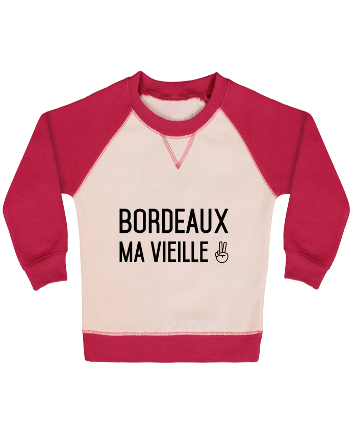 Sweatshirt Baby crew-neck sleeves contrast raglan Bordeaux ma vieille by tunetoo