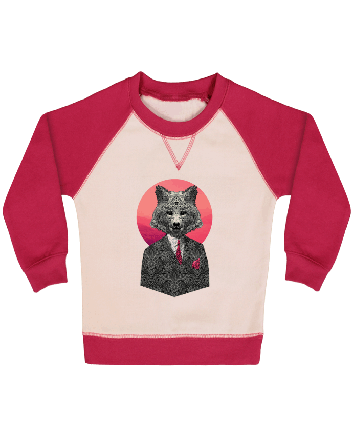 Sweatshirt Baby crew-neck sleeves contrast raglan Very Important Fox by ali_gulec