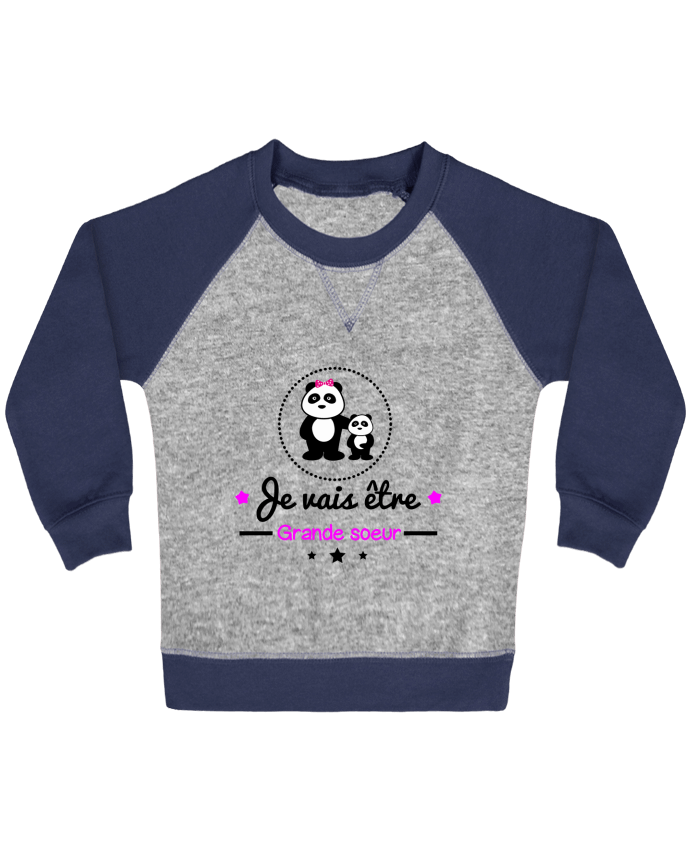 Sweatshirt Baby crew-neck sleeves contrast raglan Bientôt grande soeur - Future grande soeur by Benichan