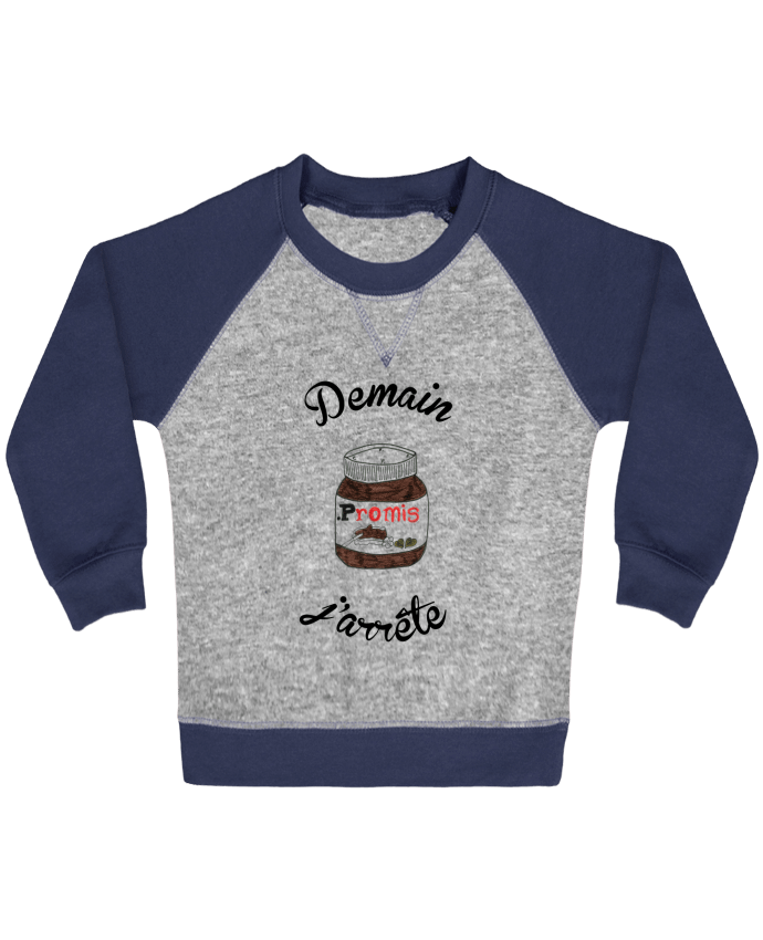 Sweat bébé manches contrastée Demain j'arrête le Nutella par Promis