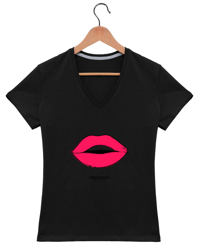 T-shirt femme col V BOUCHE par NANAMETZA