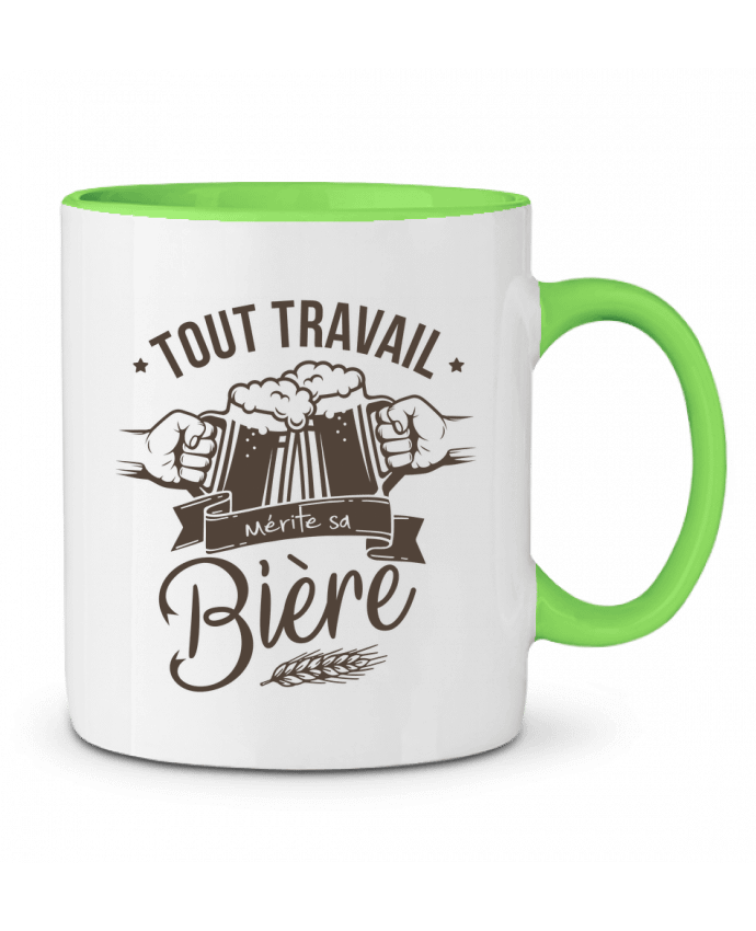 Mug bicolore Tout travail mérite sa bière La boutique de Laura