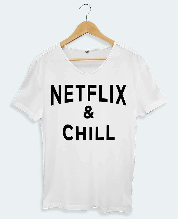 T-shirt col v Netflix and chill Tunetoo