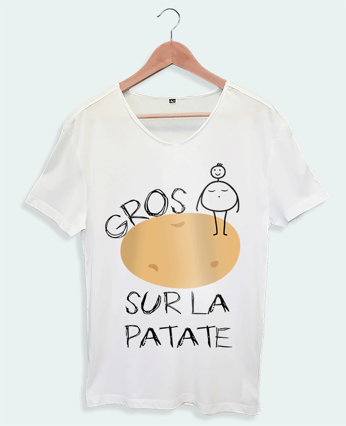 Tshirt blanc col V Gros patate
