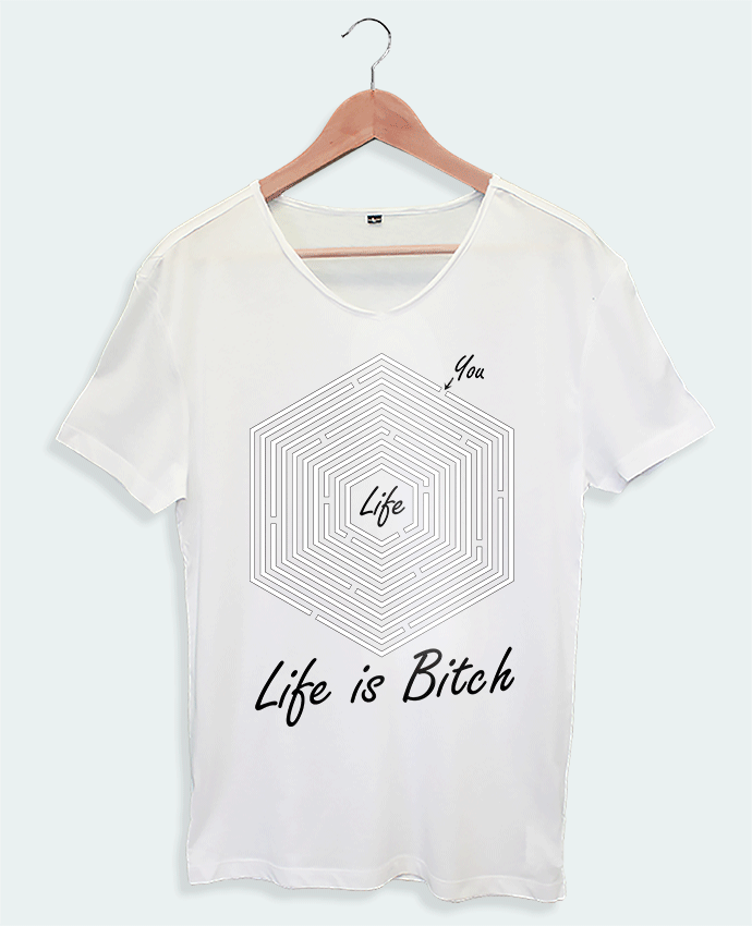 Tshirt blanc col V Life is bitch